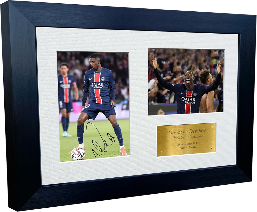 12x8 A4 Signed Ousmane Dembele Dembélé Paris Saint-Germain PSG Autographed Photo Photograph Picture Frame Football Soccer Gift Triple G 2