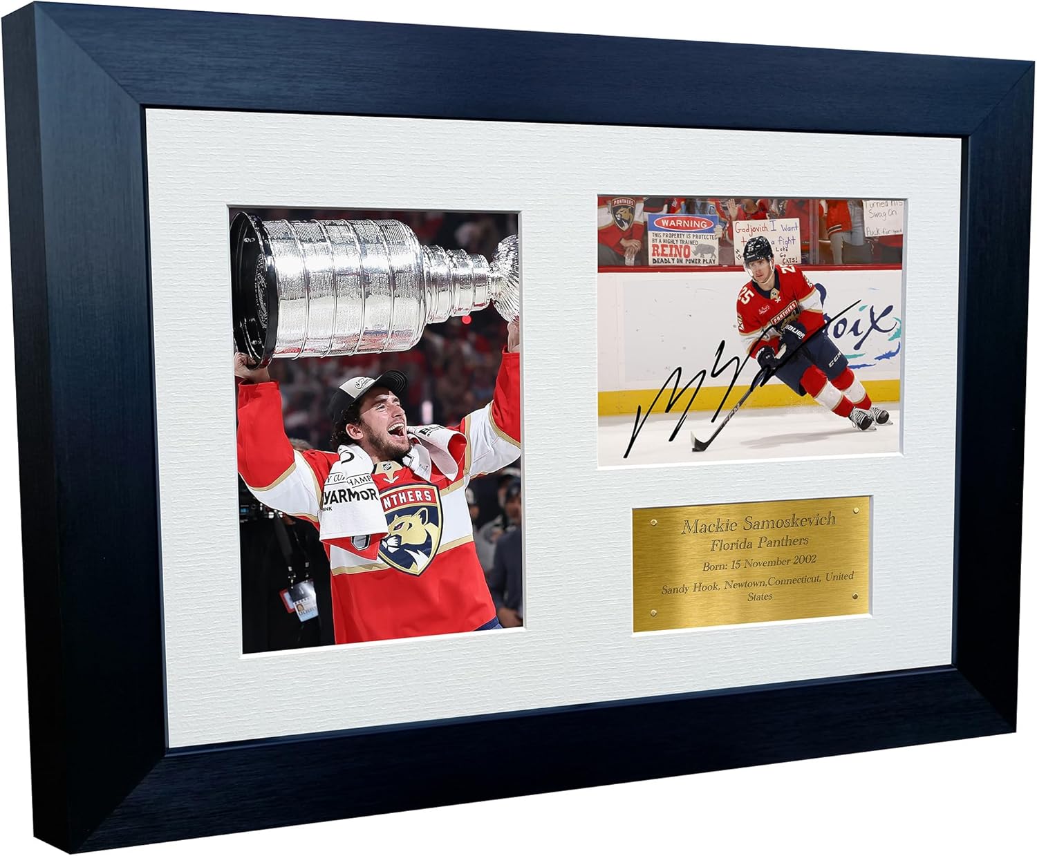 Kitbags & Lockers 12x8 A4 Florida Panthers Mackie Samoskevich Stanley Cup Champions 2025 NHL Autograph Signed Signature Photo Photograph Picture Frame Ice Hockey Poster Gift Triple G