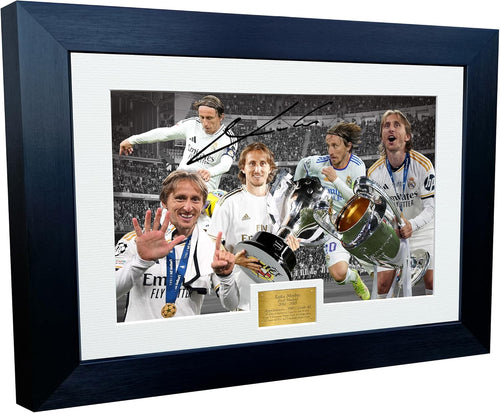 12x8 A4 Signed Luka Modric REAL MADRID CELEBRATION Autographed Photo Photograph Picture Frame Football Soccer Poster Gift Modrić