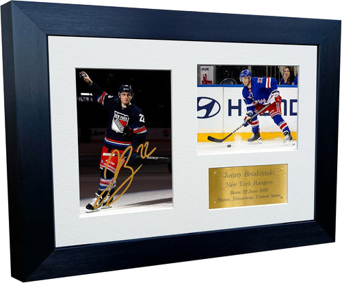 Kitbags & Lockers 12x8 A4 Jonny Brodzinski New York Rangers NHL Autographed Signed Photo Photograph Picture Frame Ice Hockey Poster Gift Triple Gold