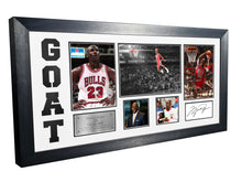 Load image into Gallery viewer, Kitbags &amp; Lockers Michael Jordan GOAT Black or White Mount Chicago Bulls 23 Signed Autographed Photo Photograph Picture Frame Basketball Poster Gift (Black Mount)