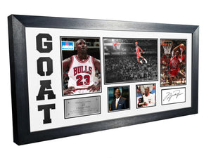 Kitbags & Lockers Michael Jordan GOAT Black or White Mount Chicago Bulls 23 Signed Autographed Photo Photograph Picture Frame Basketball Poster Gift (Black Mount)