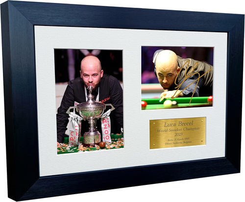 Kitbags & Lockers 12x8 A4 Luca Brecel Belgian Bullet World Snooker Champion Winner 2023 Autographed Signed Photo Photograph Picture Frame Poster Gift Triple G