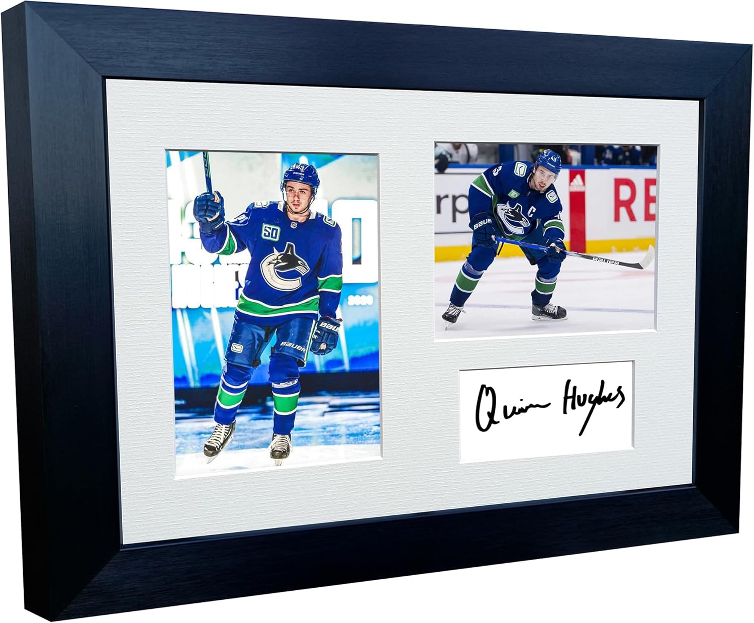 Kitbags & Lockers 12x8 A4 Quinn Hughes Vancouver Canucks NHL Autographed Signed Signature Photo Photograph Picture Frame Ice Hockey Poster Gift Triple