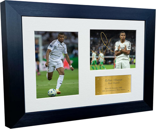 12x8 A4 Signed Kylian Mbappe Real Madrid Autographed Autograph Signature Picture Frame Photograph Photo Poster Football Soccer Gift G