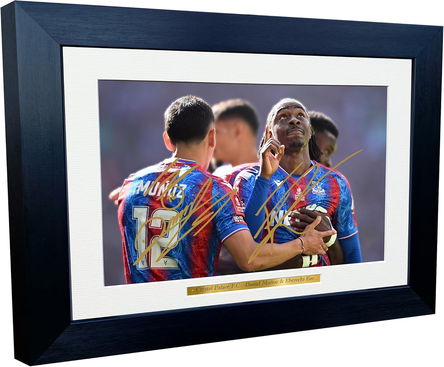 12x8 A4 Signed Daniel Munoz Eberechi Eze Crystal Palace FC FA Cup Winners 2025 Autographed Autograph Signature Picture Frame Photograph Photo Poster Football Soccer Gift