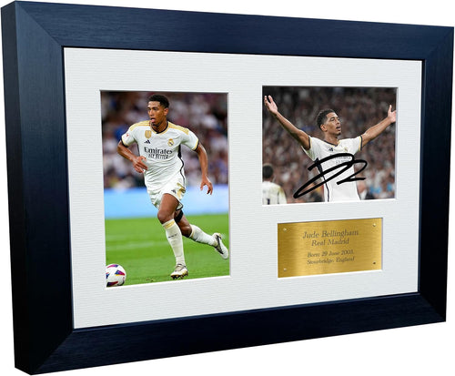 12x8 A4 Jude Bellingham Real Madrid Autographed Signed Photo Photograph Picture Frame Football Soccer Poster Gift Gold