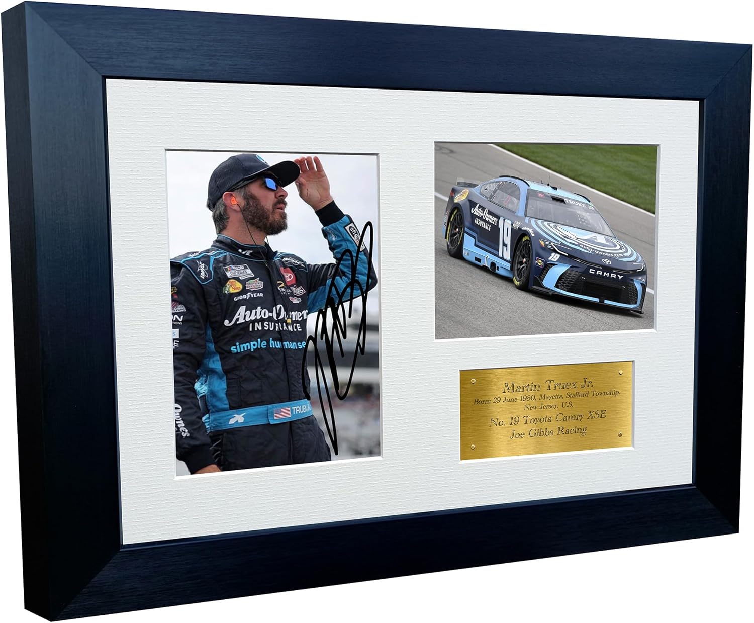 12x8 A4 Martin Truex Jr. 2024 NASCAR Cup Series No. 19 Toyota Camry XSE for Joe Gibbs Racing Signed Autographed Signature Photo Photograph Picture Frame Poster Celebration Gift Triple G