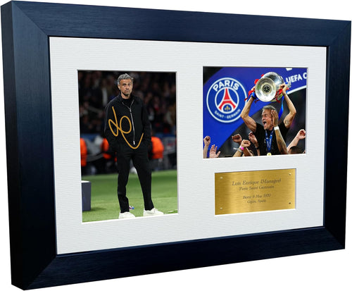 12x8 A4 Signed Luis Enrique Paris Saint-Germain PSG Champions League Winners 2025 Autographed Photo Photograph Picture Frame Football Soccer Gift Triple G 2