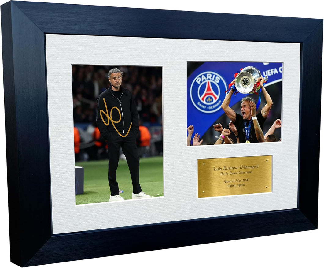 12x8 A4 Signed Luis Enrique Paris Saint-Germain PSG Champions League Winners 2025 Autographed Photo Photograph Picture Frame Football Soccer Gift Triple G 2