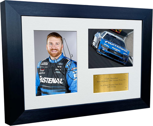 12x8 A4 Chris Buescher 2024 NASCAR Cup Series No. 17 Ford Mustang Dark Horse for RFK Racing Signed Autographed Signature Photo Photograph Picture Frame Poster Celebration Gift Triple Gold