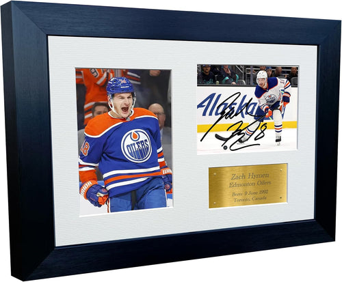 Kitbags & Lockers 12x8 A4 Zach Hymen Edmonton Oilers NHL Autographed Signed Signature Photo Photograph Picture Frame Ice Hockey Poster Gift Triple Gold