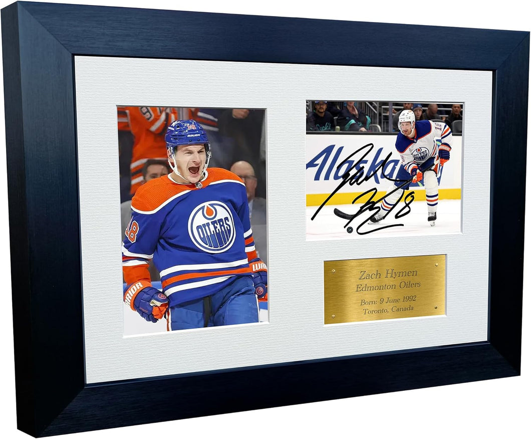 Kitbags & Lockers 12x8 A4 Zach Hymen Edmonton Oilers NHL Autographed Signed Signature Photo Photograph Picture Frame Ice Hockey Poster Gift Triple Gold