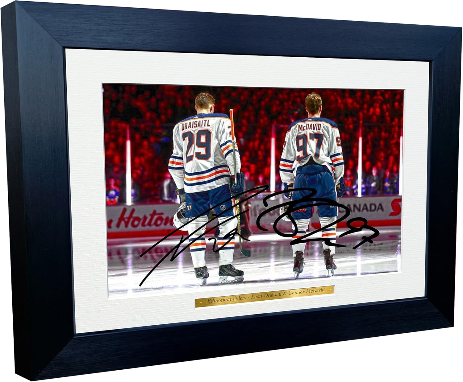 Kitbags & Lockers 12x8 A4 Connor McDavid Leon Draisaitl Edmonton Oilers NHL Autographed Signed Photo Photograph Picture Frame Ice Hockey Poster Gift 2