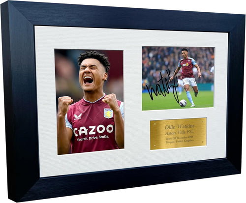 12x8 A4 Signed Ollie Watkins Aston Villa F.C. Autographed Autograph Signed Photograph Photo Picture Frame Football Soccer Poster Gift Triple G