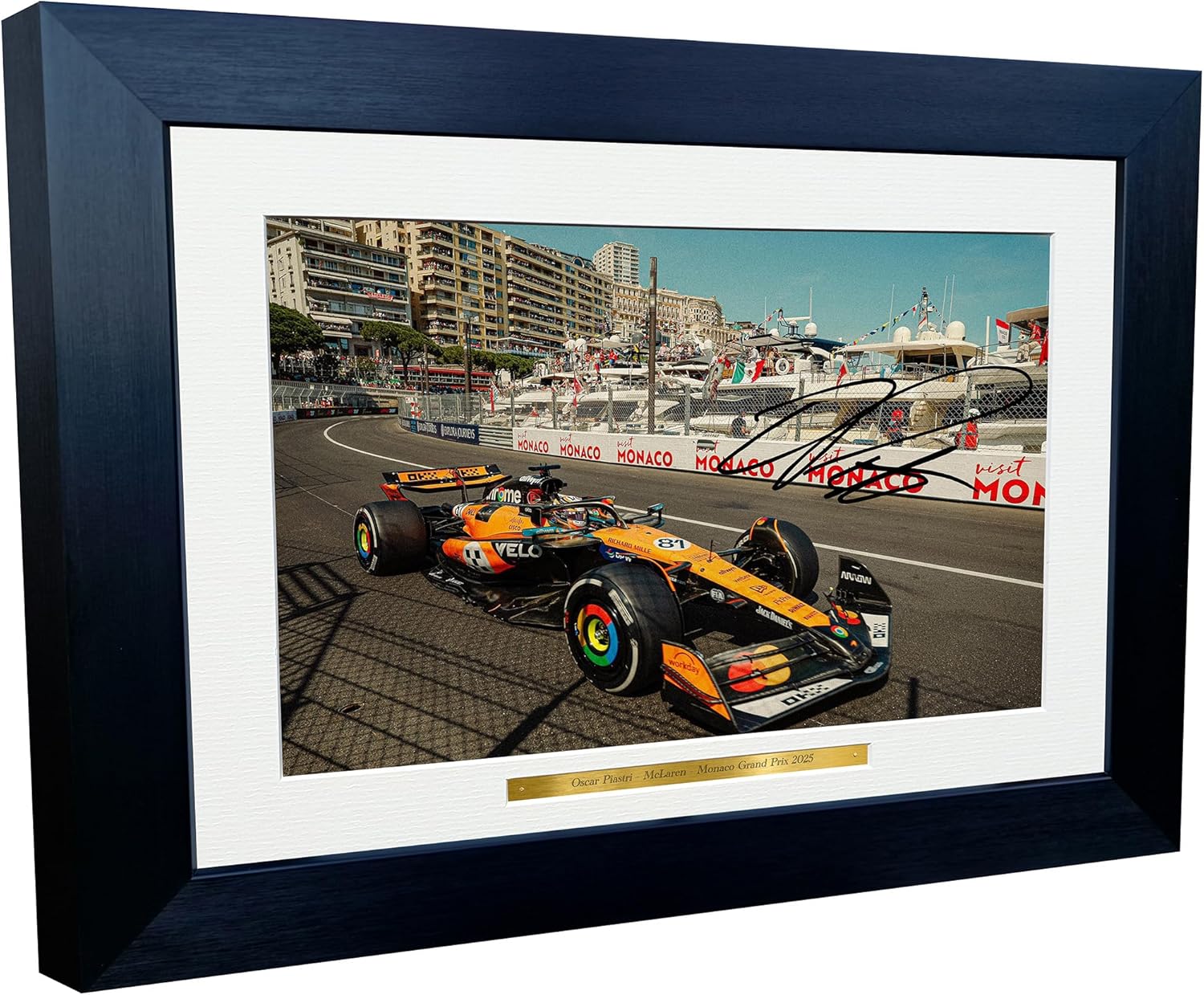 Kitbags & Lockers 12x8 A4 Oscar Piastri Monaco Grand Prix 2025 Grand Prix McLaren Car Autographed Signed Signature Photo Photograph Picture Frame Racing Formula 1 F1 Poster Gift 3