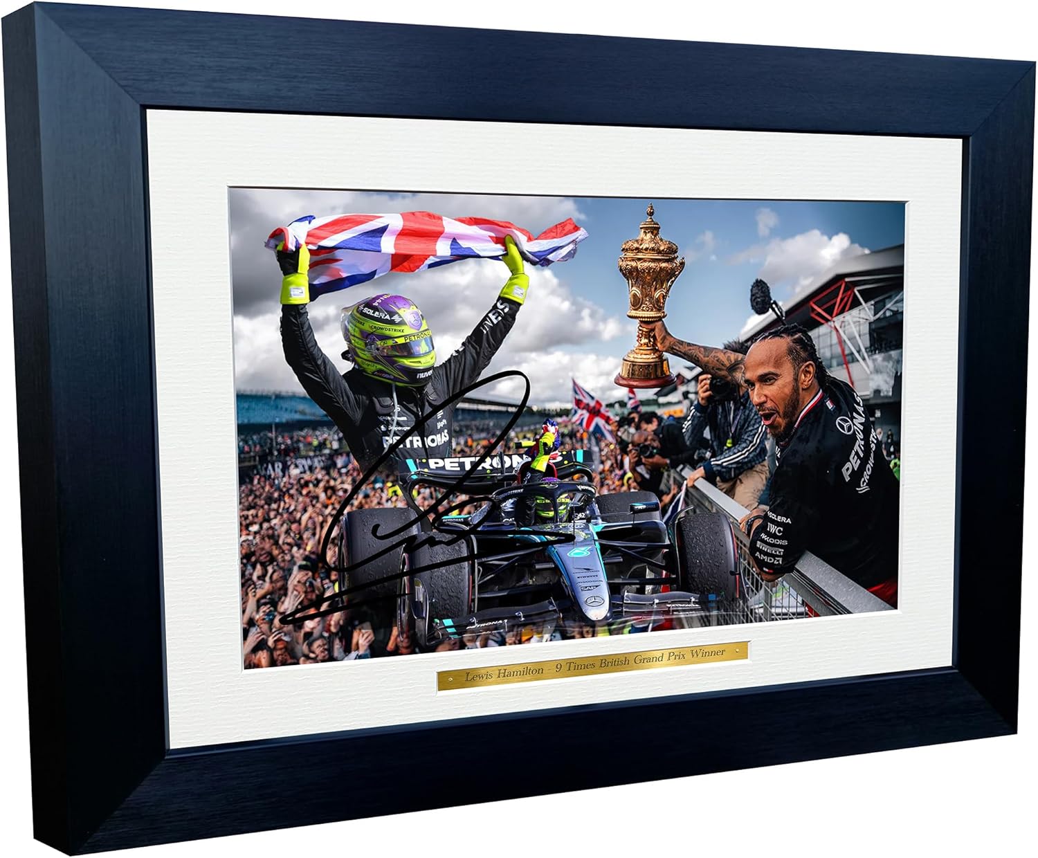 Kitbags & Lockers 12x8 A4 2024 Lewis Hamilton 9 Times British Grand Prix Winner Mercedes AMG Petronas Team Autographed Signed Photo Photograph Picture Frame Racing Formula 1 F1 Poster Gift