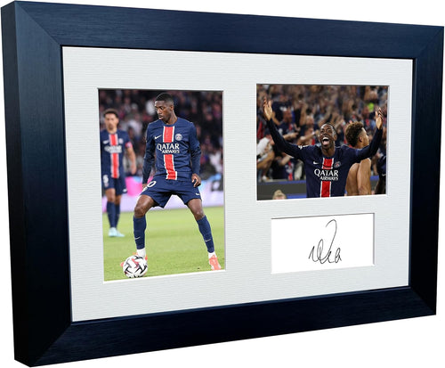 12x8 A4 Signed Ousmane Dembele Dembélé Paris Saint-Germain PSG Autographed Photo Photograph Picture Frame Football Soccer Gift Triple 1