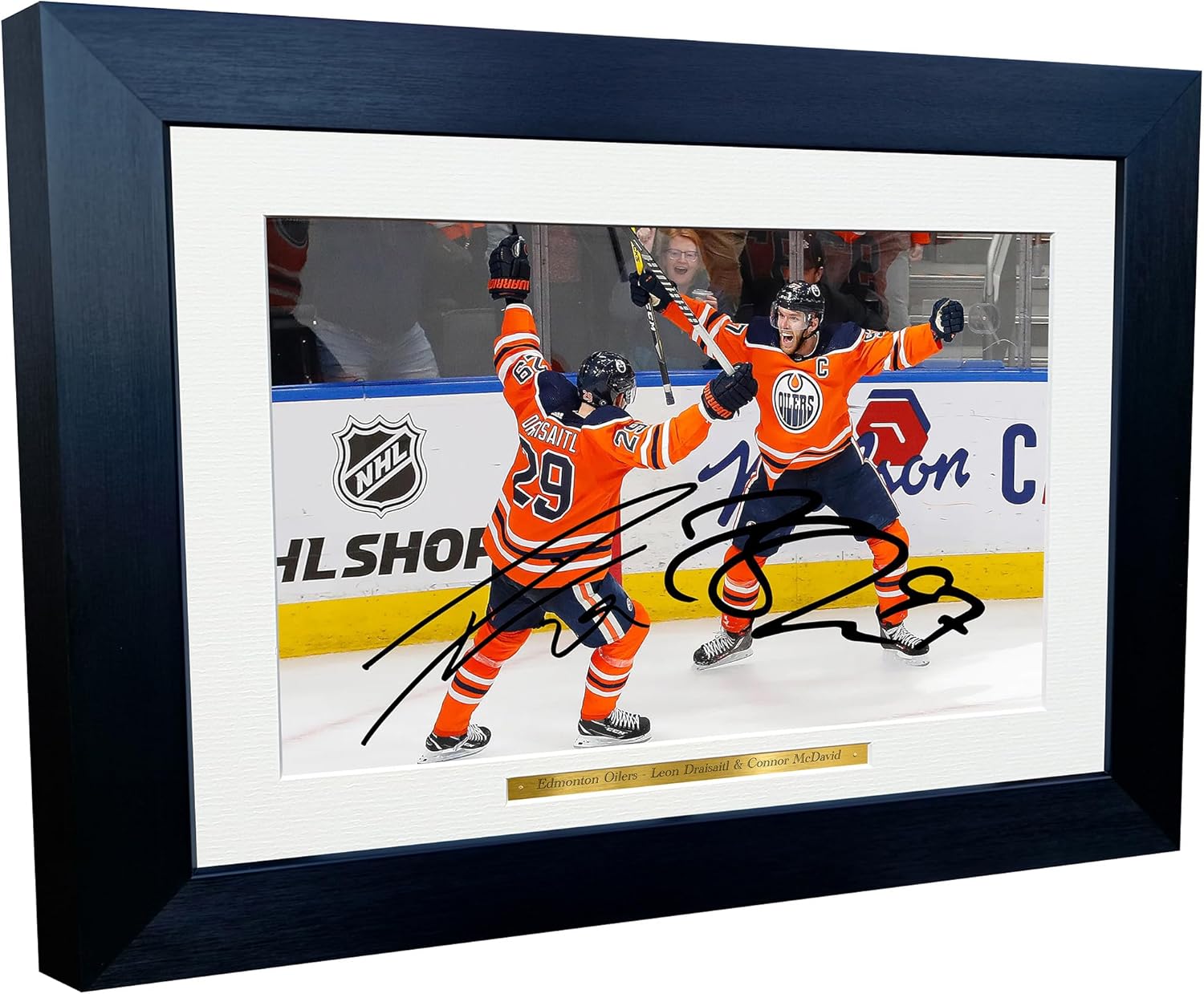 Kitbags & Lockers 12x8 A4 Connor McDavid Leon Draisaitl Edmonton Oilers NHL Autographed Signed Photo Photograph Picture Frame Ice Hockey Poster Gift 1