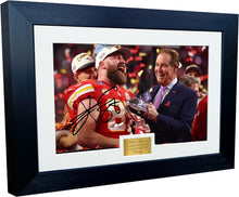 Load image into Gallery viewer, Kitbags &amp; Lockers 12x8 A4 Travis Kelce Celebration Super Bowl LVIII Winners Back To Back Kansas City Chiefs American Football NFL Autographed Signed Photo Photograph Picture Frame Poster Gift Colour