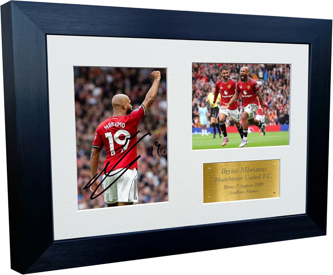 12x8 A4 Signed Bryan Mbeumo Manchester United Autographed Signature Photo Photograph Picture Frame Football Soccer Poster Gift Triple Gold