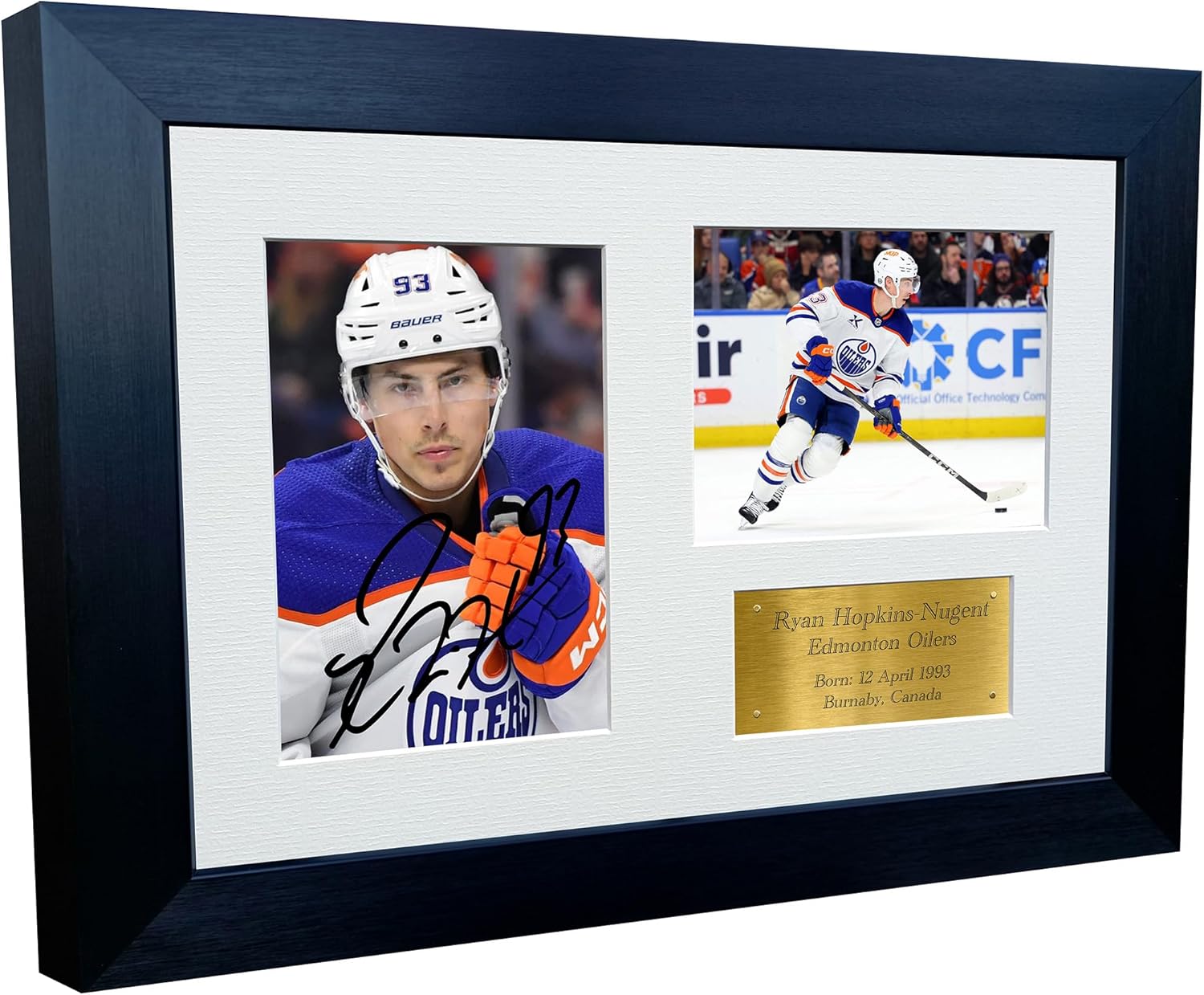 Kitbags & Lockers 12x8 A4 Ryan Nugent-Hopkins Edmonton Oilers NHL Autographed Signed Signature Photo Photograph Picture Frame Ice Hockey Poster Gift Triple Gold