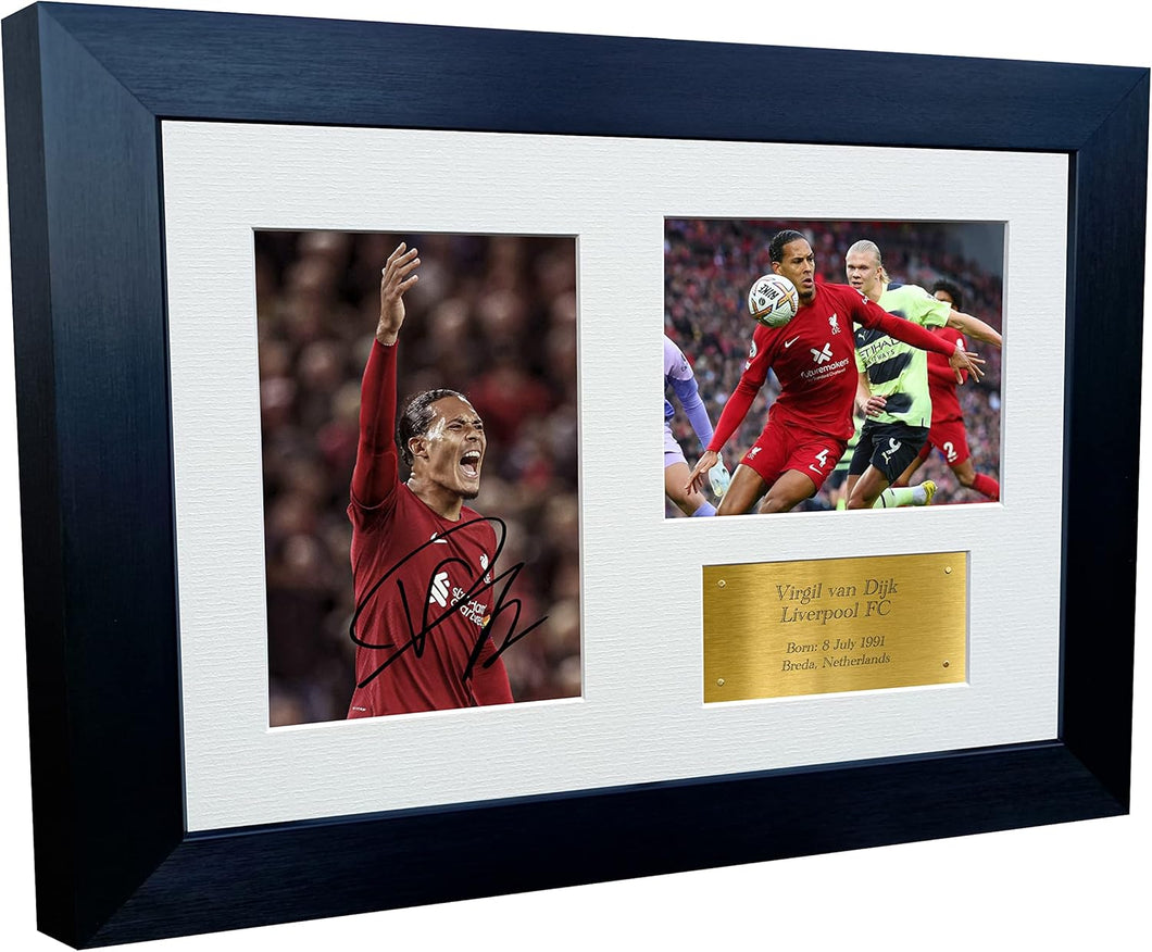 2022/23 Virgil van Dijk Liverpool Triple Autographed Signed 12x8 A4 Photo Photograph Picture Frame Football Soccer Poster Gift G