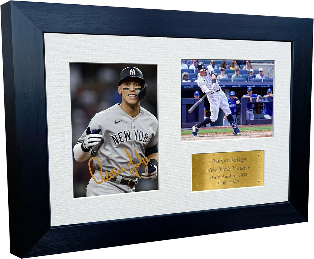 Kitbags & Lockers 12x8 A4 Aaron Judge New York Yankees Major League Baseball Autographed Signed Photo Photograph Picture Frame Poster Gift Gold