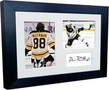 Load image into Gallery viewer, Kitbags &amp; Lockers 12x8 A4 David Pastrnak Boston Bruins NHL Autographed Signed Photo Photograph Picture Frame Ice Hockey Poster Gift Triple