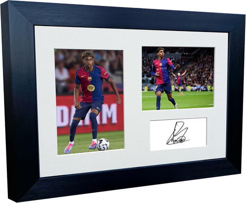 12x8 A4 Signed Lamine Yamal Barcelona Calma Celebration Autographed Autograph Signed Signature Photograph Photo Picture Frame Football Soccer Poster Gift Triple 6