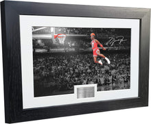 Load image into Gallery viewer, 10x8 A4 Signed Famous Foul Line Dunk 1988&quot; Reprint Michael Jordan Chicago Bulls Autographed Photo Photograph Picture Frame NBA Basketball Poster Gift Slv