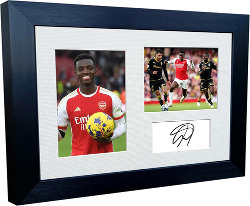 12x8 A4 Signed Eddie Nketiah Arsenal Autographed Autograph Signed Signature Photograph Photo Picture Frame Football Soccer Poster Gift Triple