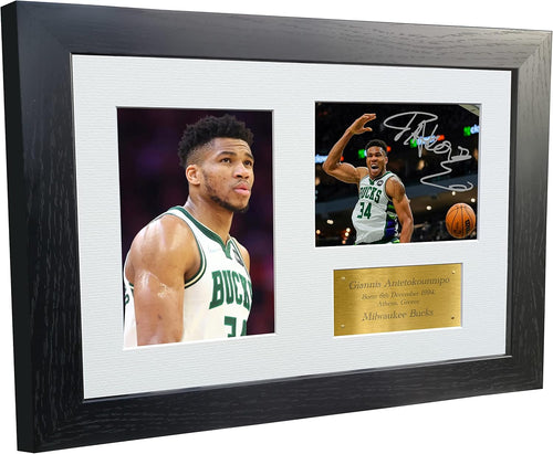 Kitbags & Lockers 12x8 A4 Giannis Antetokounmpo Milwaukee Bucks Autographed Signed Photo Photograph Picture Frame Basketball Poster Gift G