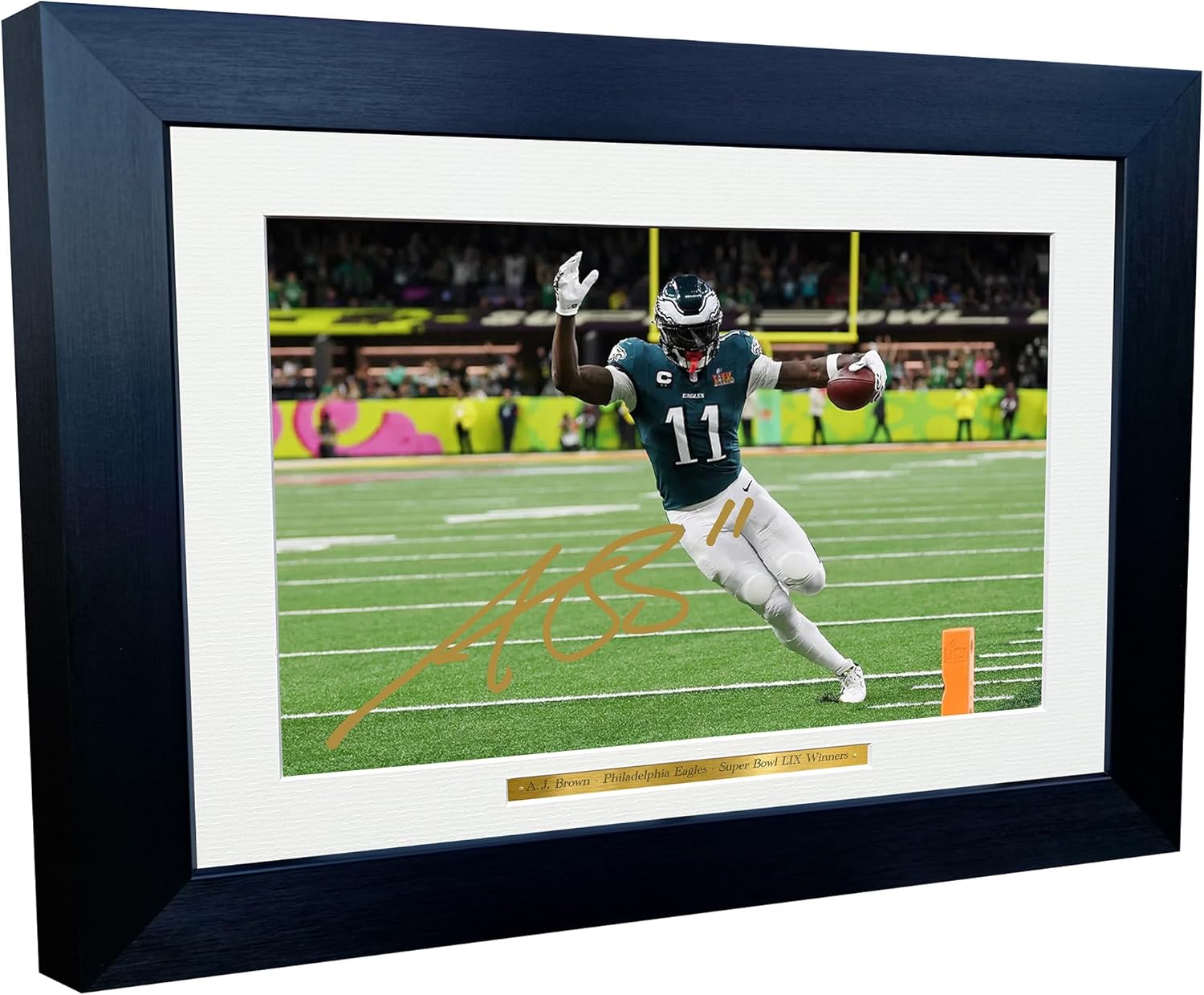 Kitbags & Lockers 12x8 A4 A J Brown Eagles Super Bowl LIX 59 Winners Autographed Signed Photo Photograph Picture Frame American Football Poster Gift Touchdown