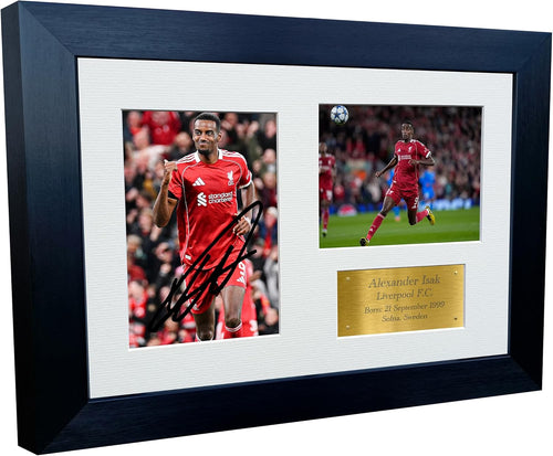 12x8 A4 Signed Alexander Isak Liverpool Autographed Signature Photo Photograph Picture Frame Football Soccer Poster Gift Triple Gold