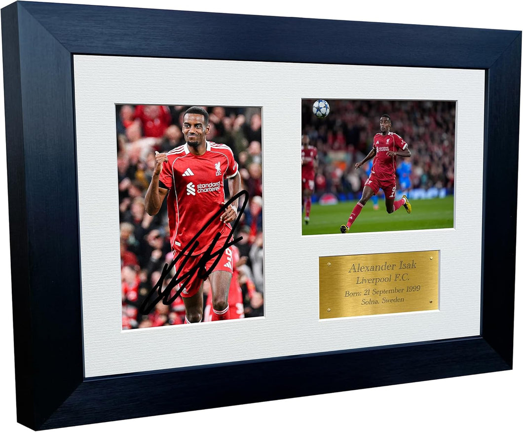 12x8 A4 Signed Alexander Isak Liverpool Autographed Signature Photo Photograph Picture Frame Football Soccer Poster Gift Triple Gold