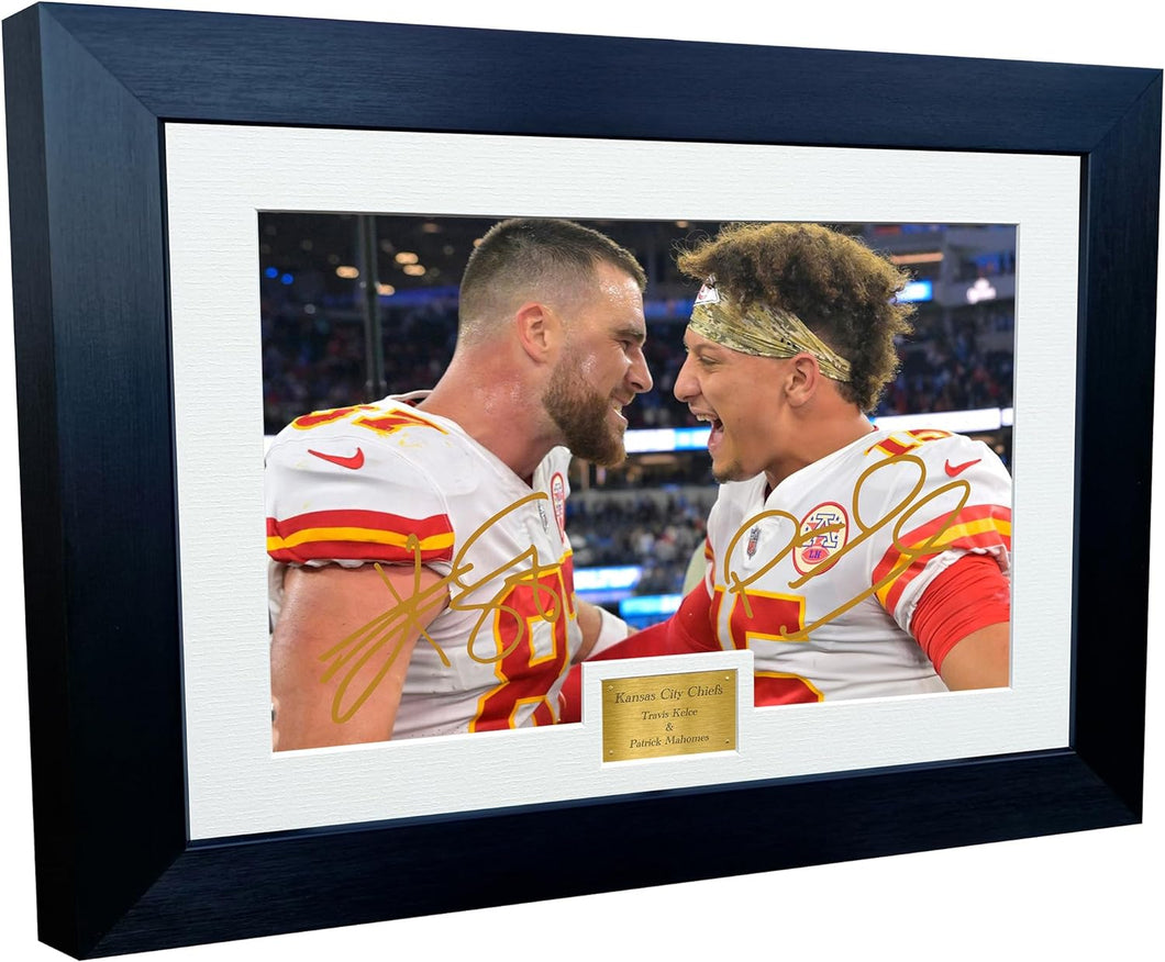 Kitbags & Lockers 12x8 A4 Travis Kelce & Patrick Mahomes Kansas City Chiefs American Football NFL Autographed Signed Photo Photograph Picture Frame Poster Gift