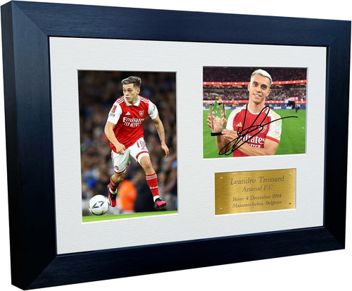 12x8 A4 Signed Leandro Trossard Arsenal F.C. Autographed Autograph Signed Photograph Photo Picture Frame Football Soccer Poster Gift Triple Gold