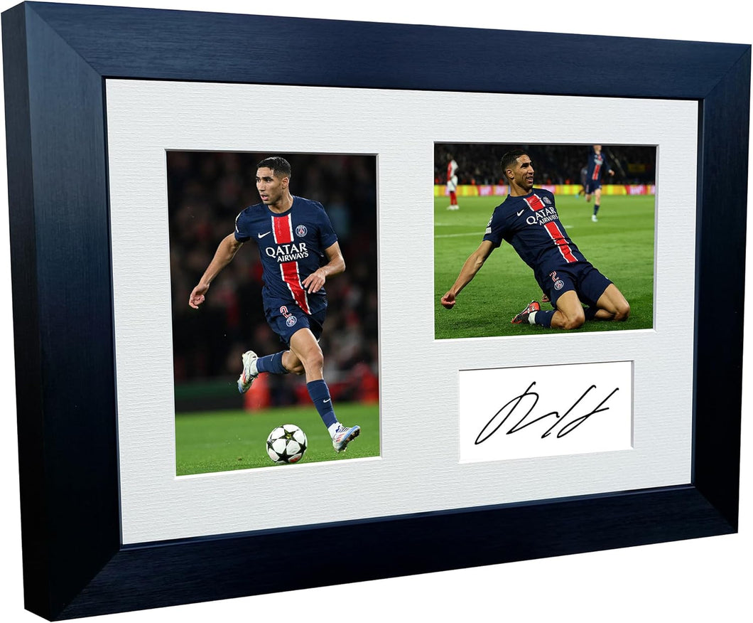12x8 A4 Signed Achraf Hakimi Paris Saint-Germain PSG Autographed Photo Photograph Picture Frame Football Soccer Gift Triple 1