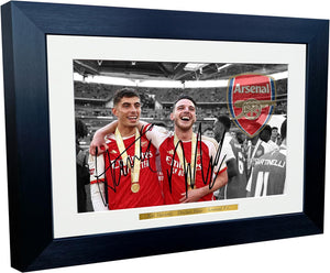 12x8 A4 Kai Havertz Declan Rice Arsenal FC Signed Autographed Photo Photograph Picture Frame Poster Gift BW