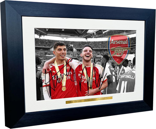 12x8 A4 Signed Kai Havertz Declan Rice Arsenal F.C Autographed Autograph Signed Photograph Photo Picture Frame Football Soccer Poster Gift BW