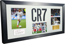 Load image into Gallery viewer, Large Cristiano Ronaldo Real Madrid Celebration With Precision Cut CR7 Logo Signed Autographed Signature Photograph Photo Picture Frame Football Soccer Poster Gift White Mount