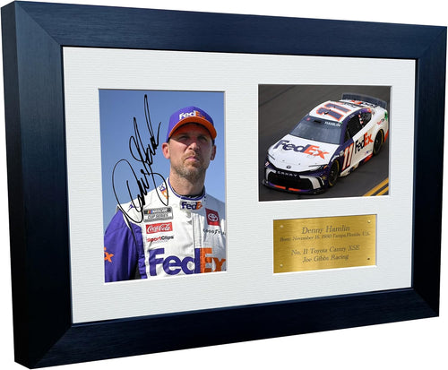 Kitbags & Lockers 12x8 A4 Denny Hamlin 2024 NASCAR Cup Series No. 11 Toyota Camry XSE for Joe Gibbs Racing Signed Autographed Signature Photo Photograph Picture Frame Poster Celebration Gift Triple G