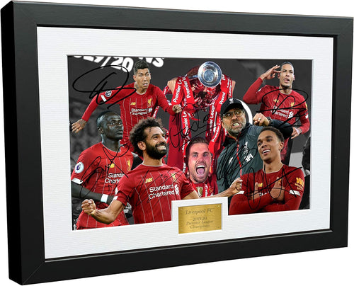 2019 2020 Liverpool Premier League Champions 12x8 A4 Signed Henderson Klopp Salah Mane Firmino Van Dijk Arnold Autographed Photo Photograph Picture Frame Soccer Gift