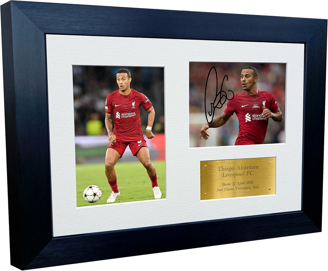 2022/23 Thiago Alcântara Liverpool Triple Autographed Signed 12x8 A4 Photo Photograph Picture Frame Football Soccer Poster Gift G