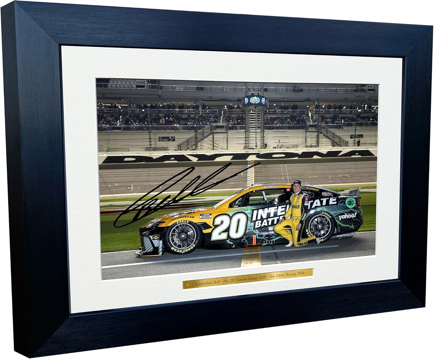 12x8 A4 Christopher Bell 2024 Daytona 500 NASCAR Cup Series No. 20 Toyota Camry XSE for Joe Gibbs Racing Signed Autographed Signature Photo Photograph Picture Frame Poster Celebration Gift