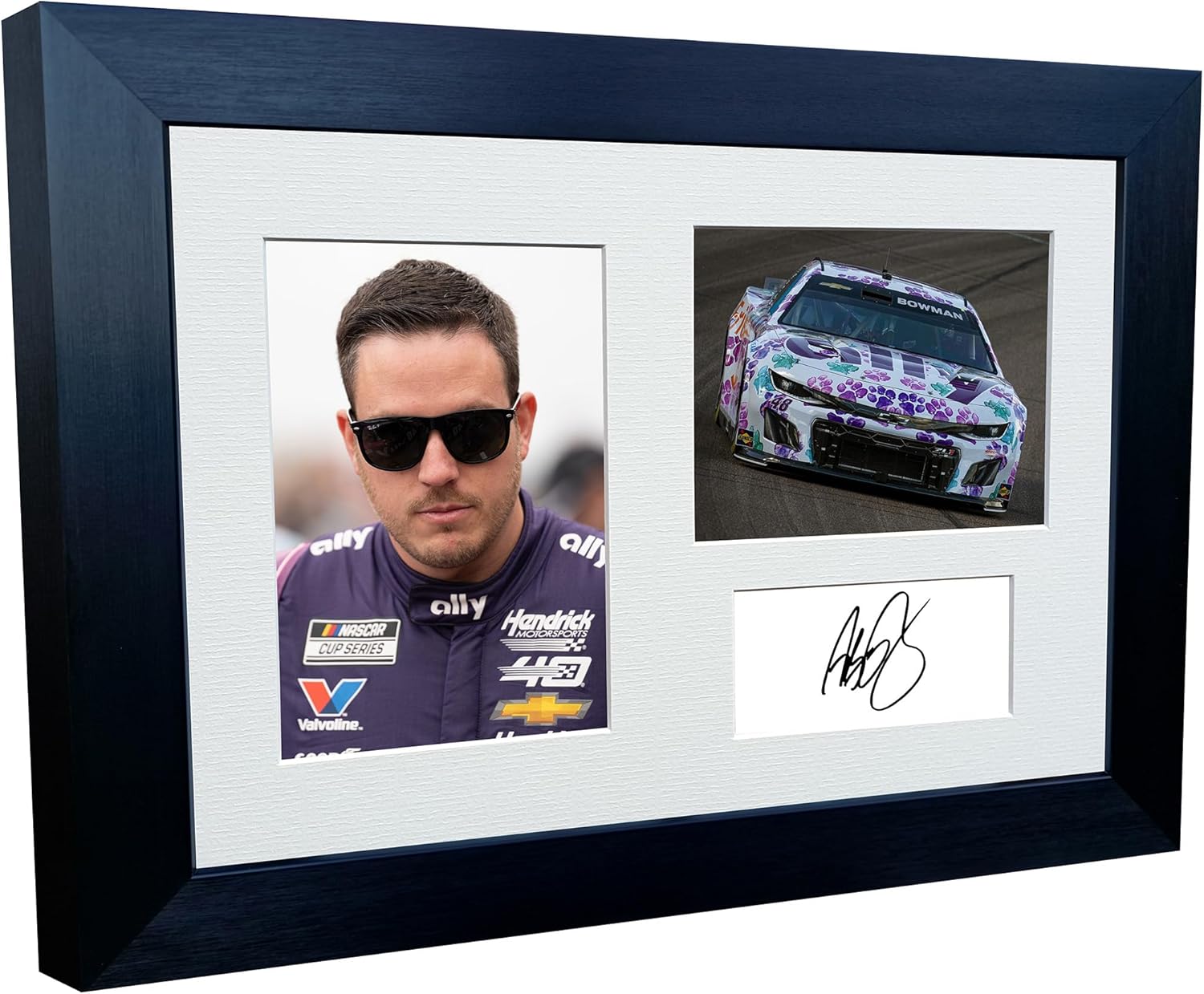 12x8 A4 Alex Bowman 2024 NASCAR Cup Series No. 48 Chevrolet Camaro ZL1 for Hendrick Motorsports Signed Autographed Signature Photo Photograph Picture Frame Poster Celebration Gift Triple