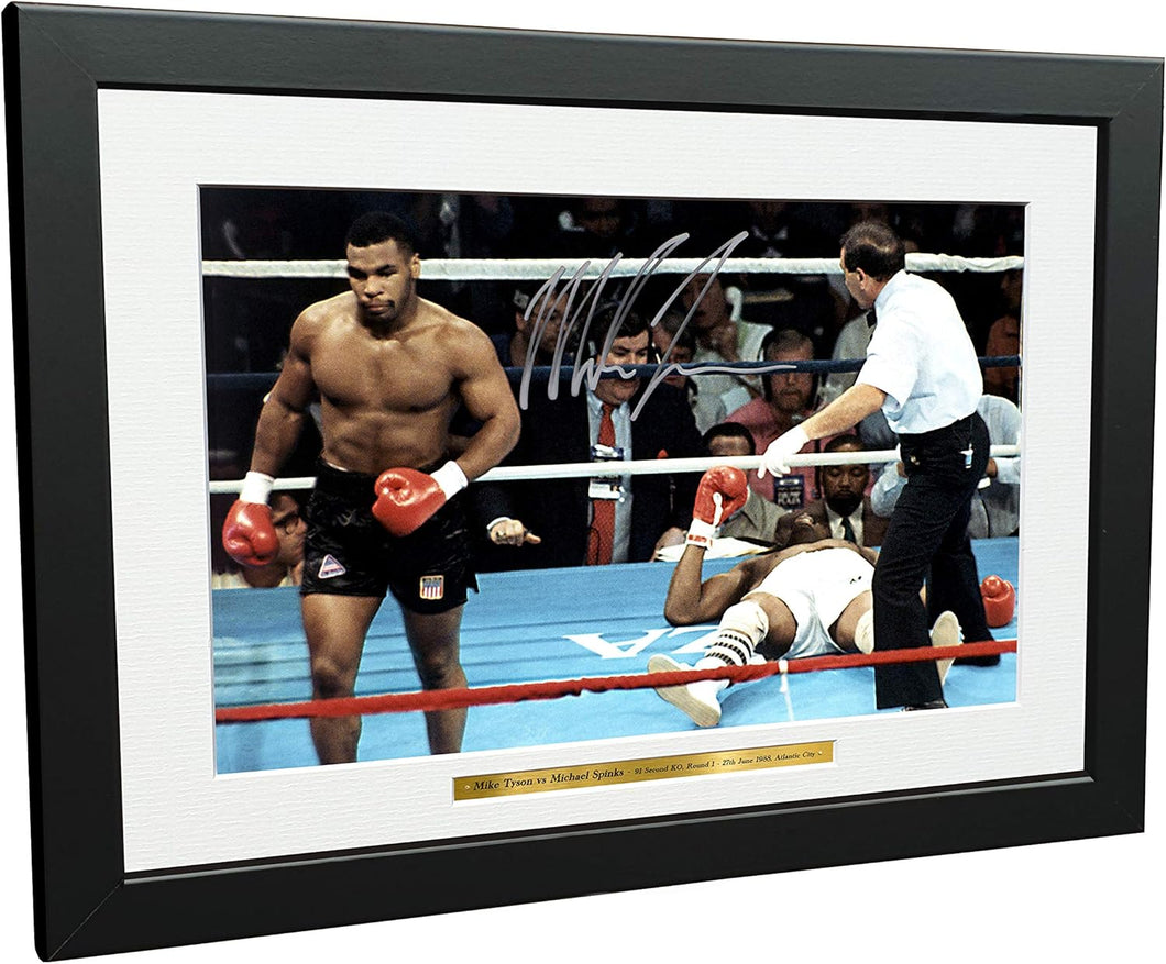 Kitbags & Lockers Mike Tyson vs Michael Spinks '91 SECOND KNOCKOUT' 12x8 A4 Autographed Signed Photo Photograph Picture Frame Boxing Gift