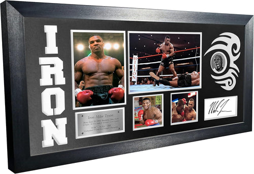 Kitbags & Lockers Iron Mike Tyson Tattoo Montage Celebration vs Trevor Berbick Signed Autographed Photo Photograph Picture Frame Boxing Poster Gift B