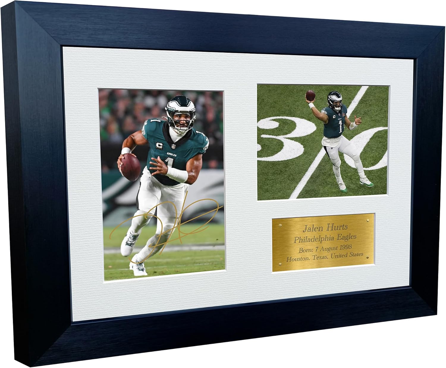 Kitbags & Lockers 12x8 A4 Jalen Hurts Eagles Super Bowl LIX 59 Winners Autographed Signed Photo Photograph Picture Frame American Football Poster Gift Triple G
